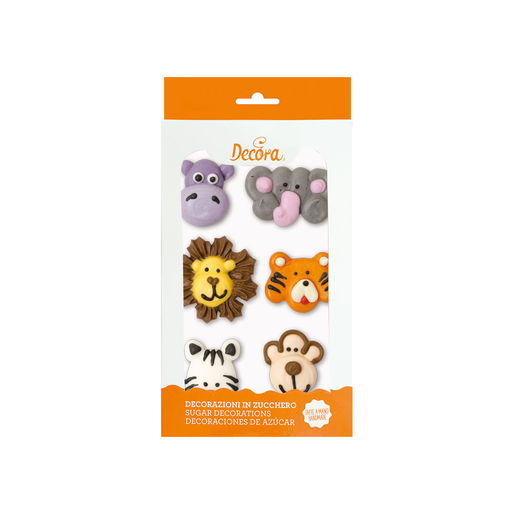 DECORAZIONI IN ZUCCHERO ANIMALI DELLA GIUNGLA CONF. 6PZ. DECORA