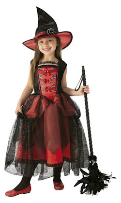 COSTUME STREGA CHIC ROSSA TAGLIA S 3/4 ANNI S8539-T