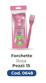 FORCHETTE IN PLASTICA RIUTILIZZABILI CONF.15PZ. ROSA PARTY LINE