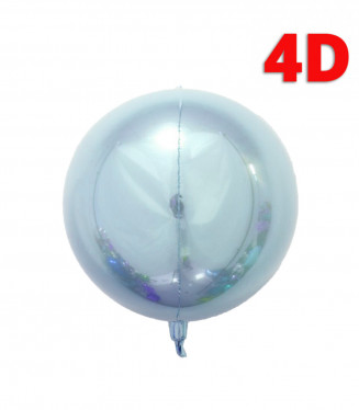 PALLONCINO MYLAR SAGOMA SFERA METAL 4D 22 POLLICI CELESTE