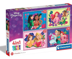 PUZZLE 4 IN 1 PRINCIPESSE SUPERCOLOR 21517 CLEMENTONI