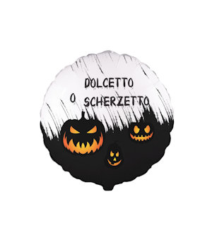 HALLOWEEN ACCESSORI FESTA MYLAR PALLONE TONDO 18 POLLICI DOLCE O SCHERZETTO
