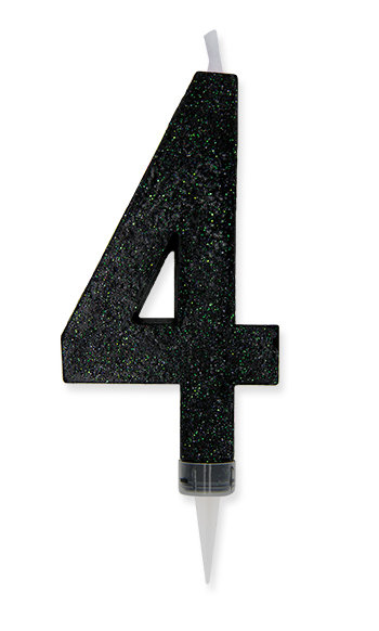 CANDELINA MAX CERA SWEETY CM.15 GLITTER NERA N. 4 BIGPARTY