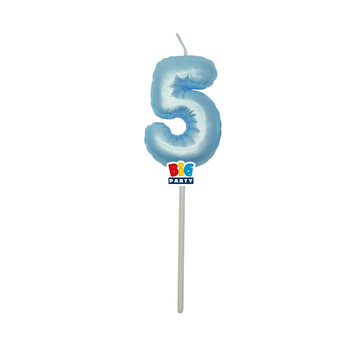 CANDELINA CERA BALLON CM.13 CELESTE PERLA N.5 BIGPARTY
