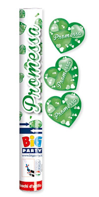 PROMESSA DI MATRIMONIO TUBO SPARA CORIANDOLI CM.30 CUORI VERDI BIG BIGPARTY