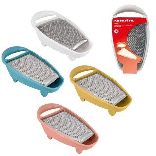 UTENSILE GRATTUGIA IN ACCIAIO CON VASCHETTA IN PLASTICA OVALE CM.27 KASAVIVA