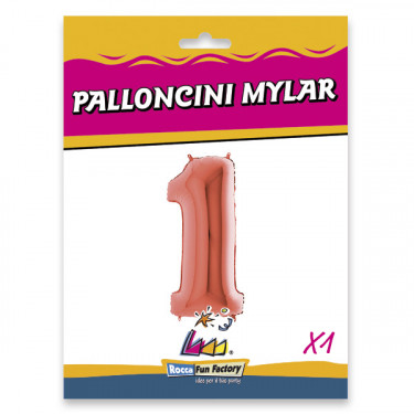 PALLONCINO MYLAR ROSE GOLD NUMERO 1 CM.102 D.40