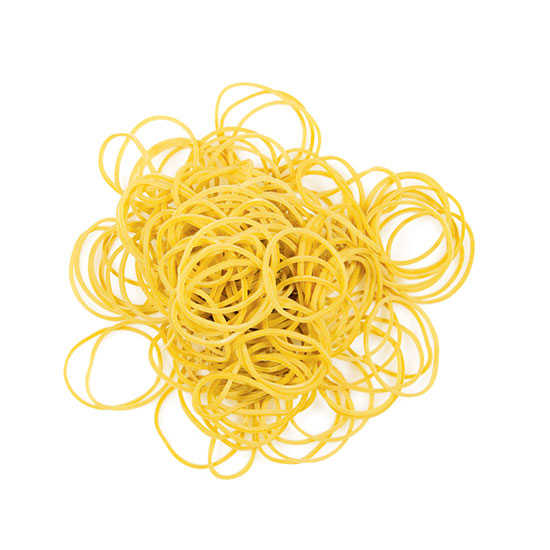 ELASTICI AD ANELLI IN GOMMA CONF.1KG. GIALLO D.120 NIKOFFICE