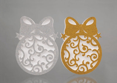 POLISTIROLO SFERA CON FIOCCO ORO O ARGENTO GLITTER CM.39x29x4 EURONATALE