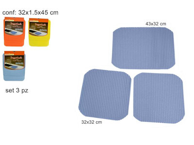 TAPPETO LAVELLO IN PVC SET 3PZ. MONOCOLORE DUESSE