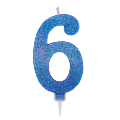 CANDELINA MAX CERA SWEETY CM.15 GLITTER BLU N. 6 BIGPARTY