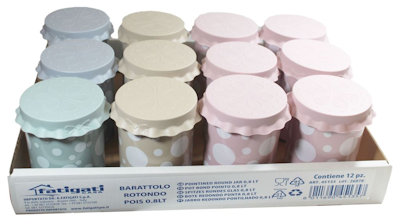 BARATTOLO IN PLASTICA CON TAPPO DECORATO POIS LT.0,8 FATIGATI