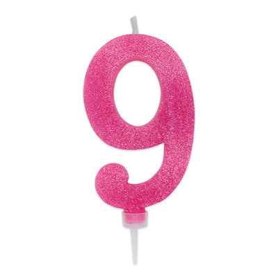 CANDELINA MAX CERA SWEETY CM.15 GLITTER FUCSIA N. 9 BIGPARTY