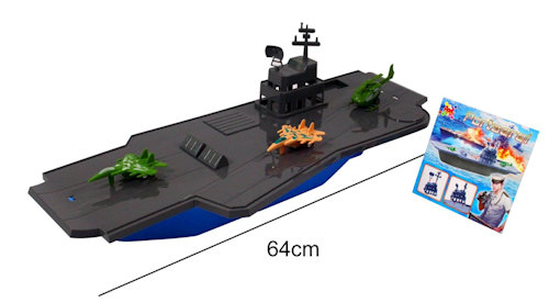 NATANTE IN PLASTICA NAVE PORTAEREI CON AEREOPLANI CM.64 IN RETINA 11524 APEL