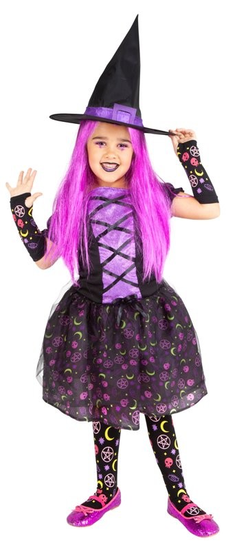 COSTUME STREGA MOONLIGHT VIOLA TAGLIA M 8/10 ANNI S8670-L