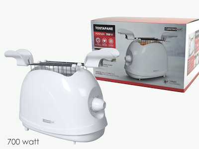 TOSTAPANE ELETTRICO 700W. BIANCO CON PINZE 871301 DICTROLUX