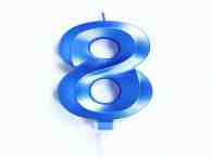 CANDELINA CERA 3D CM.10 BLU CHROME NUMERO 8