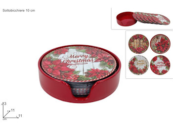 BICCHIERI SOLO SOTTOBICCHIERI TONDI DECORATI CONF.8PZ. IN CONTENITORE DUESSE