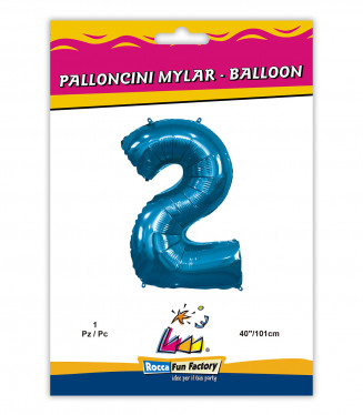 PALLONCINO MYLAR BLU NUMERO 2 CM.102 D.40