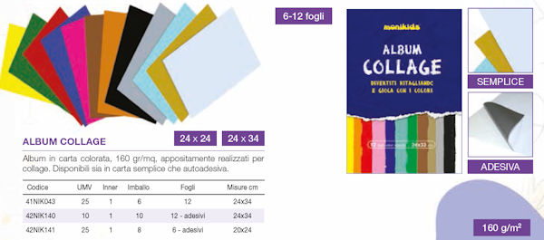 ALBUM COLLAGE 24x34 FOGLI 12 LISCI NON ADESIVI NIKOFFICE