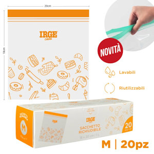 ALIMENTARE SACCHETTO RICHIUDIBILE DOPPIA ZIP CM.18x20 CONF.20PZ. IRGE