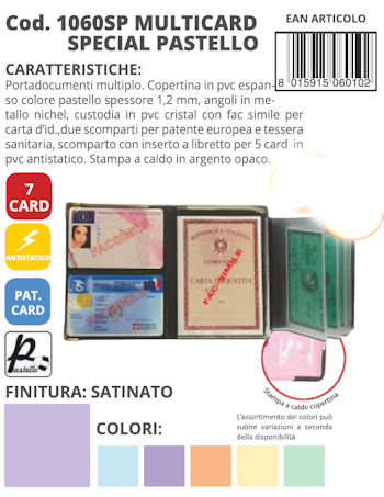 PORTA CARD A LIBRO IN PVC MULTIPLO 7 CARD COLOR TINTE PASTELLO ALPLAST