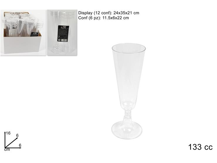 BICCHIERE CALICE FLUTE IN PLASTICA CON BASE CONF. 6PZ. DUESSE