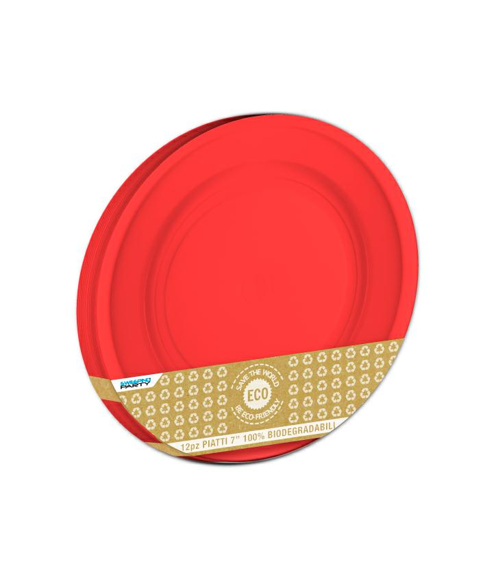BIO IN CARTA PIATTI CM.18 ROSSO CONF.12PZ.