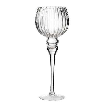 PORTACANDELA VASO IN VETRO CON GAMBO CM.H.35xD.10 C.V.