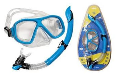 MASCHERA SET MEDIUM 7-14 ANNI SCUBA VETRO TEMPERATO TUBO CUSTODIA IN PVC 76402
