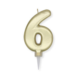 CANDELINA CERA PLUMP CM.10 ORO METAL N. 6 BIGPARTY