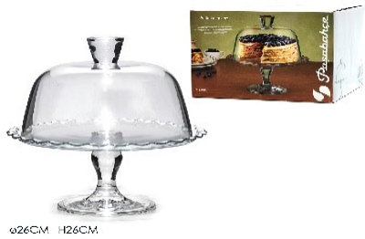 ALZATA CON CAMPANA VASSOIO IN VETRO TRASPARENTE CM.26xH.26 950943 GENERAL