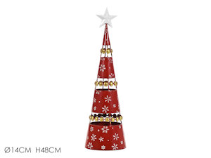 ALBERO DI NATALE CONICO IN LATTA CM.H.48 ROSSO CON PUNTA STELLA 432107 GENERAL