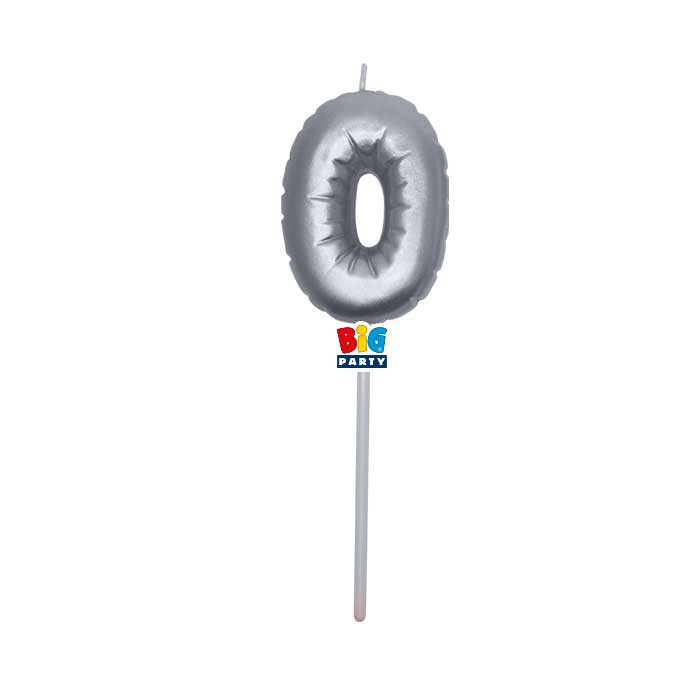 CANDELINA CERA BALLON CM.13 ARGENTO METAL N.0 BIGPARTY