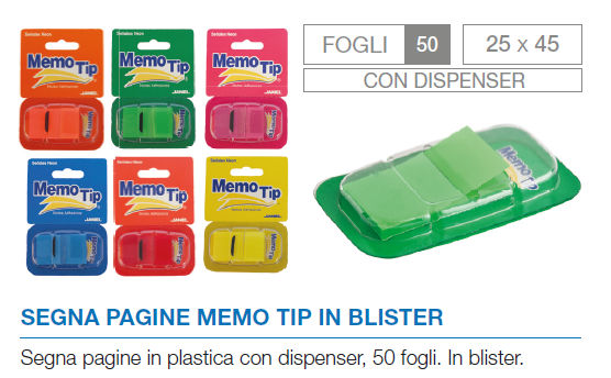 MEMO SEGNA PAGINA ADESIVO ARANCIO CON DISPENCER 50ff MY MEMO NIKOFFICE