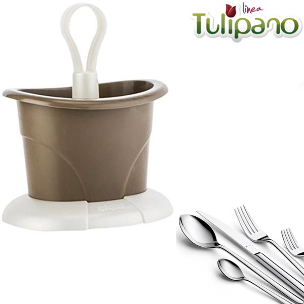 SCOLAPOSATE IN PLASTICA TULIPANO COLORE MADREPERLA E TORTORA ECOPLAST