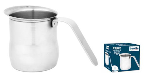 LATTIERA BRICCO A SERVIRE CM.12 PER 10 TAZZE IN ACCIAIO INOX CON MANICO BORELLA