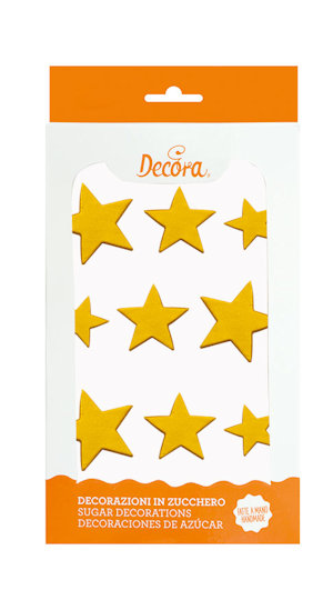 DECORAZIONI IN ZUCCHERO STELLE DORATE CONF. 6PZ. DECORA