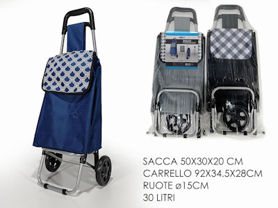 CARRELLO PORTASPESA CON RUOTE CM.50x20x30 SACCA DA 30LT. 613300 GENERAL