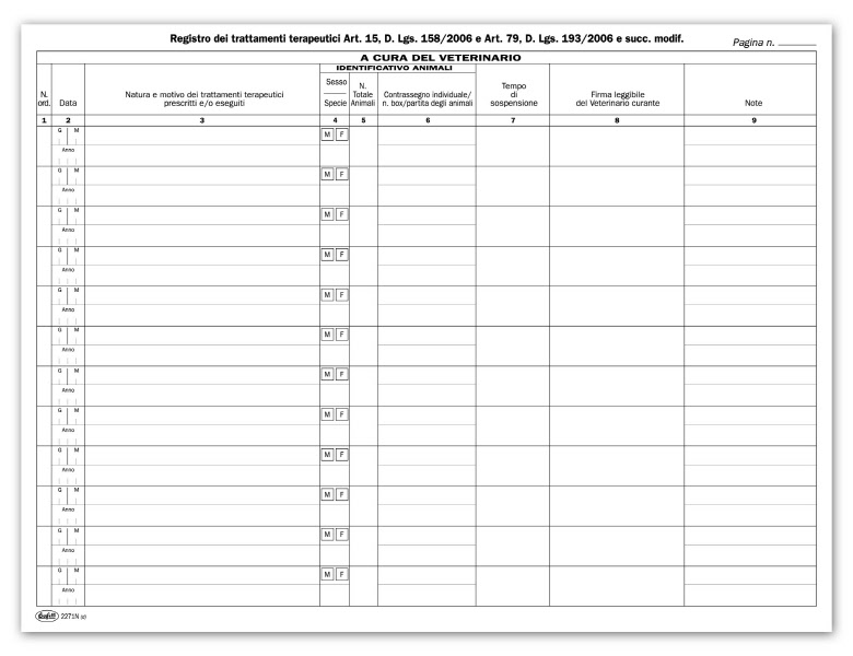 ALLEVAMENTO REGISTRO SOMMINISTRAZIONE MEDICINALI E TERAPIE DATA UFFICIO