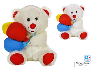 PELUCHE ORSO BIANCO SEDUTO CON CUORE CM.25 721875 GENERAL