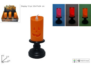 HALLOWEEN ACCESSORI FESTA CANDELABRO C.CANDELA PLASTICA LUCE CM.5,5x12 PEZZI 12