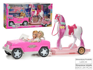 BAMBOLINA CON AMICA IN JEEP CON RIMORCHIO CON CAVALLO 101424 GENERAL