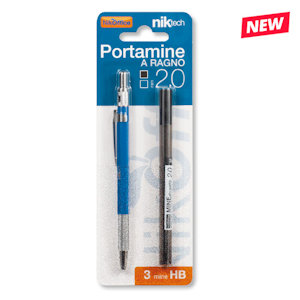MATITA PORTAMINA 2 mm ESAGONALE PUNTA A RAGNO SU BLISTER CON 3 MINE HB NIKOFFICE