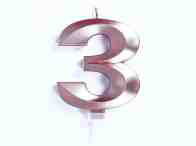 CANDELINA CERA 3D CM.10 ROSA GOLD CHROME NUMERO 3