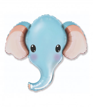 PALLONCINO MYLAR SAGOMA ANIMALETTO TESTA ELEFANTINO BLU SAGOMATA 32 POLLICI