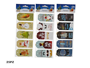 BIGLIETTINI AUGURI NATALIZI  CON FILO CONF.25PZ. 422920 GENERAL