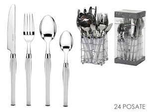 POSATE SERVIZIO 24 PZ. CON CESTINO IN ACCIAIO SHARON BIANCO 576600 GENERAL