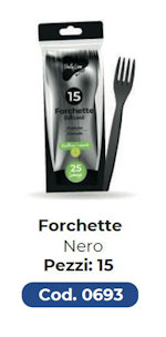 FORCHETTE IN PLASTICA RIUTILIZZABILI CONF.15PZ. NERO PARTY LINE