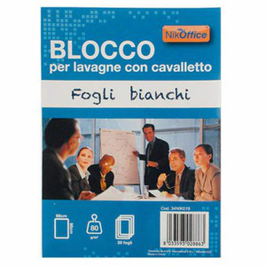 BLOCCO PER LAVAGNA CON CAVALLETTO BIANCO CM.68x98 CONF.20FF. NIKOFFICE